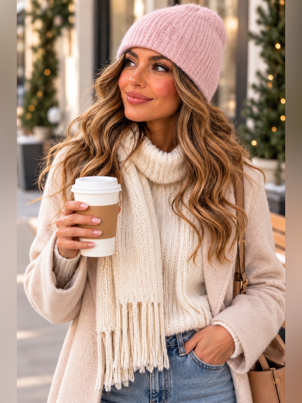Ann Taylor 100% Cashmere blush pink Beanie